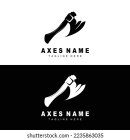 Ax Logo Design, War Tool Illustration und Holzschneider-Vektorgrafik
