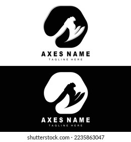 Diseño de logotipos de Ax, Ilustración de herramientas de guerra y vectores de Woodcutter