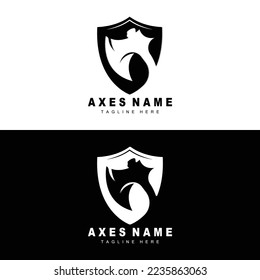 Ax Logo Design, War Tool Illustration und Holzschneider-Vektorgrafik