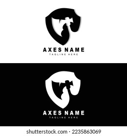 Diseño de logotipos de Ax, Ilustración de herramientas de guerra y vectores de Woodcutter