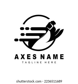 Diseño de logotipos de Ax, Ilustración de herramientas de guerra y vectores de Woodcutter