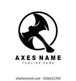 Ax Logo Design, War Tool Illustration and Woodcutter Vector