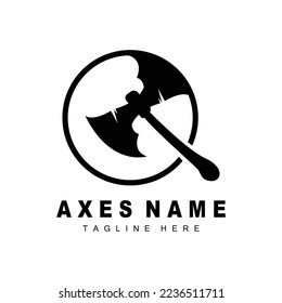 Ax Logo Design, War Tool Illustration and Woodcutter Vector