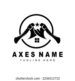 Ax Logo Design, War Tool Illustration and Woodcutter Vector
