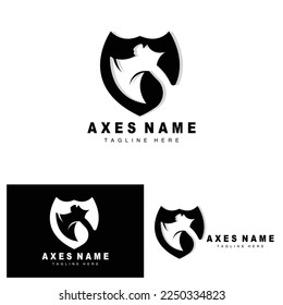 Diseño de logotipos de Ax, Ilustración de herramientas de guerra y vectores de Woodcutter