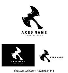 Diseño de logotipos de Ax, Ilustración de herramientas de guerra y vectores de Woodcutter