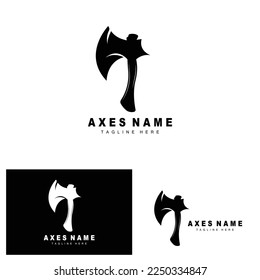Diseño de logotipos de Ax, Ilustración de herramientas de guerra y vectores de Woodcutter