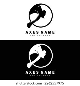 Diseño de logotipos de Ax, Ilustración de herramientas de guerra y vectores de Woodcutter