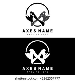 Diseño de logotipos de Ax, Ilustración de herramientas de guerra y vectores de Woodcutter