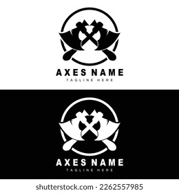 Ax Logo Design, War Tool Illustration and Woodcutter Vector