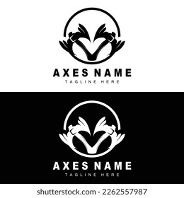 Ax Logo Design, War Tool Illustration and Woodcutter Vector