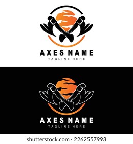 Ax Logo Design, War Tool Illustration and Woodcutter Vector