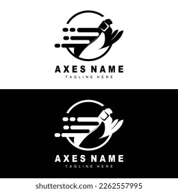 Ax Logo Design, War Tool Illustration und Holzschneider-Vektorgrafik