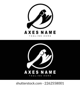 Diseño de logotipos de Ax, Ilustración de herramientas de guerra y vectores de Woodcutter