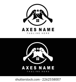 Ax Logo Design, War Tool Illustration und Holzschneider-Vektorgrafik