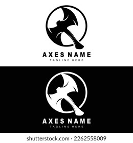 Ax Logo Design, War Tool Illustration and Woodcutter Vector