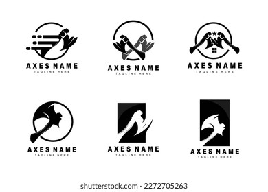 Ax Logo Design, War Tool Illustration und Holzschneider-Vektorgrafik