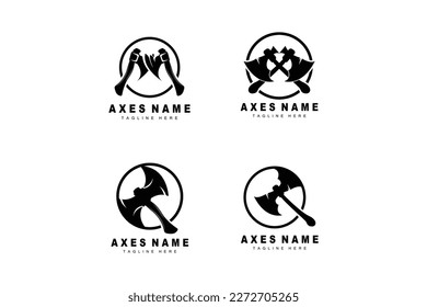 Diseño de logotipos de Ax, Ilustración de herramientas de guerra y vectores de Woodcutter