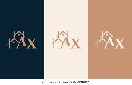 Logotipo de AX con un elemento de formulario residencial que significa una empresa inmobiliaria