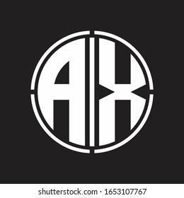 AX Logo initial with circle line cut design template