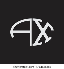 AX Logo letter oval monogram design template with black and white colors