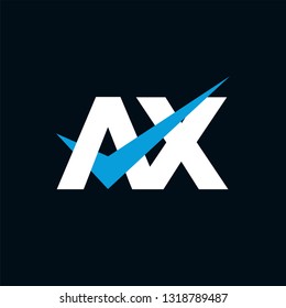 AX Logo of the Letter Tick Blue Initial Capital Designs Template