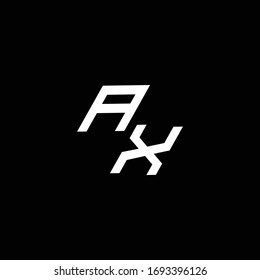 Monograma del logotipo de AX con plantilla de diseño moderno de estilo inferior aislada en fondo negro