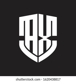 AX Logo monogram with emblem shield shape design isolated on black background