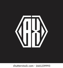 AX Logo monogram with hexagon line rounded design template