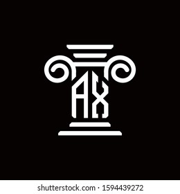 AX logo monogram with pillar style design template