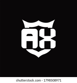 Monograma del logotipo de AX con protección alrededor de la plantilla de diseño de forma de la corona