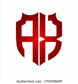 Plantilla de diseño monograma con colores rojos en fondo blanco