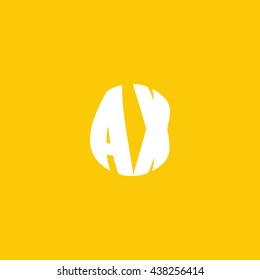 AX Logo. Vector Graphic Sphere Branding Letter Element. Orange Background