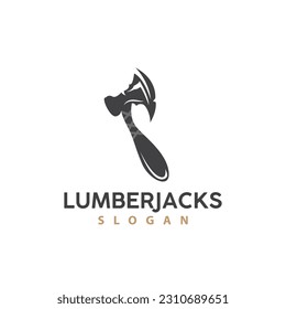 Ax Logo, Wood Cutting Tool Black Silhouette, Lumberjack Vector, Old Retro Vintage Minimalist Design, Icon Template Illustration