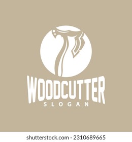 Ax Logo, Wood Cutting Tool Black Silhouette, Lumberjack Vector, Old Retro Vintage Minimalist Design, Icon Template Illustration