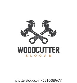 Ax Logo, Wood Cutting Tool Black Silhouette, Lumberjack Vector, Old Retro Vintage Minimalist Design, Icon Template Illustration