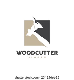 Ax Logo, Wood Cutting Tool Black Silhouette, Lumberjack Vector, Old Retro Vintage Minimalist Design, Icon Template Illustration