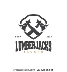 Ax Logo, Wood Cutting Tool Black Silhouette, Lumberjack Vector, Old Retro Vintage Minimalist Design, Icon Template Illustration