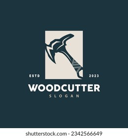 Ax Logo, Wood Cutting Tool Black Silhouette, Lumberjack Vector, Old Retro Vintage Minimalist Design, Icon Template Illustration