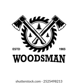 Logotipo Ax, Ferramenta De Corte De Madeira Silhueta Preta, Vetor Lumberjack, Antigo Projeto Minimalista Retro Vintage, Ilustração De Modelo De Ícone