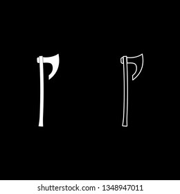 Ax with long handle Viking ax icon set white color vector illustration flat style simple image
