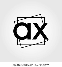ax lowercase initials square frame business logo