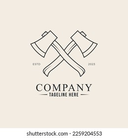 ax lumberjack line art design logo vector