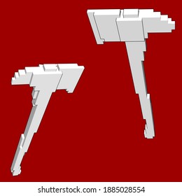 ax lumberjack sharp voxel art cartoon two projections vector