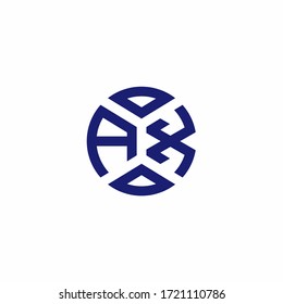 Logotipo de monograma AX con formas abstractas en una plantilla de diseño de estilo moderno