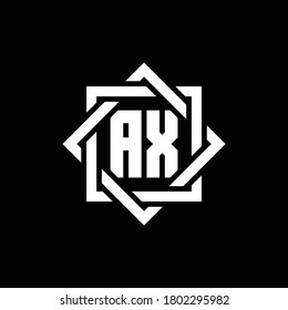 AX monogram logo with abstract square around design template