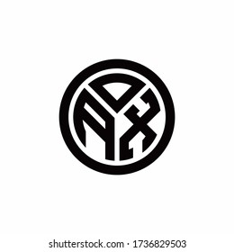 Logotipo de monograma de AX con plantilla de diseño de contorno de círculo aislado en fondo blanco