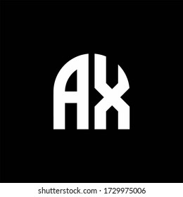 AX monogram logo with curve shape design template isolated on black background