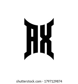 Logo de monograma AX con plantilla de diseño de lado curvo
