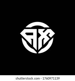 AX monogram logo with diamond shape and ring circle rounded design template